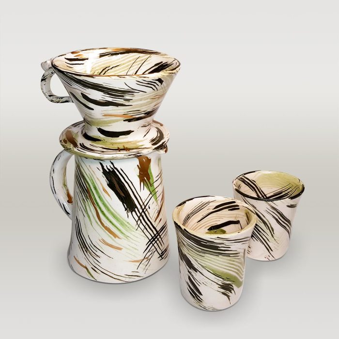 White Green Brush Effect Gold Drip Set - Görsel 2