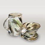 White Green Brush Effect Gold Drip Set - Görsel 3