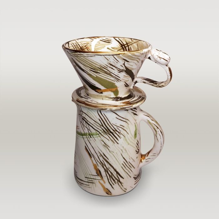 White Green Brush Effect Gold Drip Set - Görsel 4